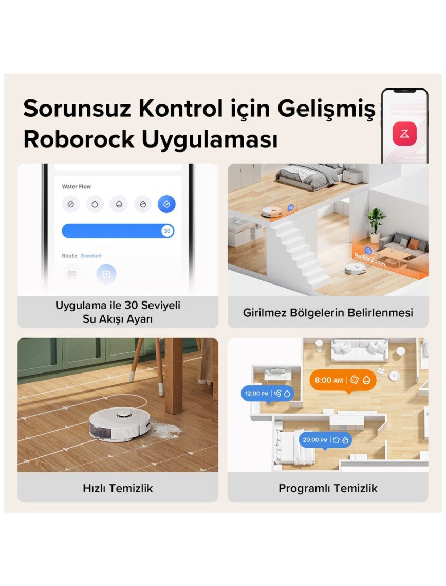 Roborock Vacuum Cleanner Q8 Max Robot Süpürge Beyaz